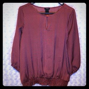 🌴Ann Taylor 3/4 Sleeve Blouse W/Key Hole Size LP